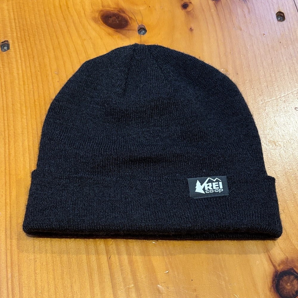 REI CO-OP O/S Black Merino Wool Beanie Hat
